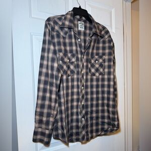 Jachs Selected Mens Button Up Plaid LS Shirt Medium Western Lightweight Casual